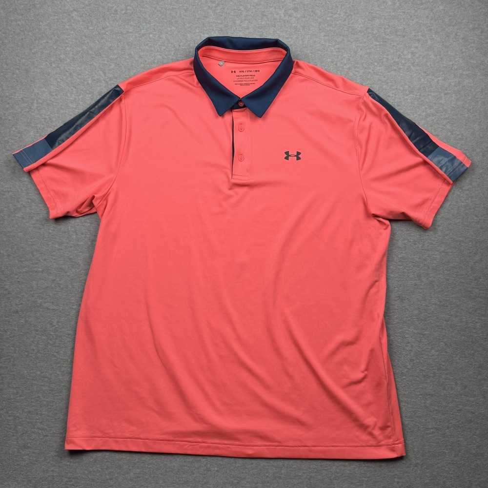 Under Armour The Playoff Polo Shirt Mens XXL Pink Coral Active Sports Golf